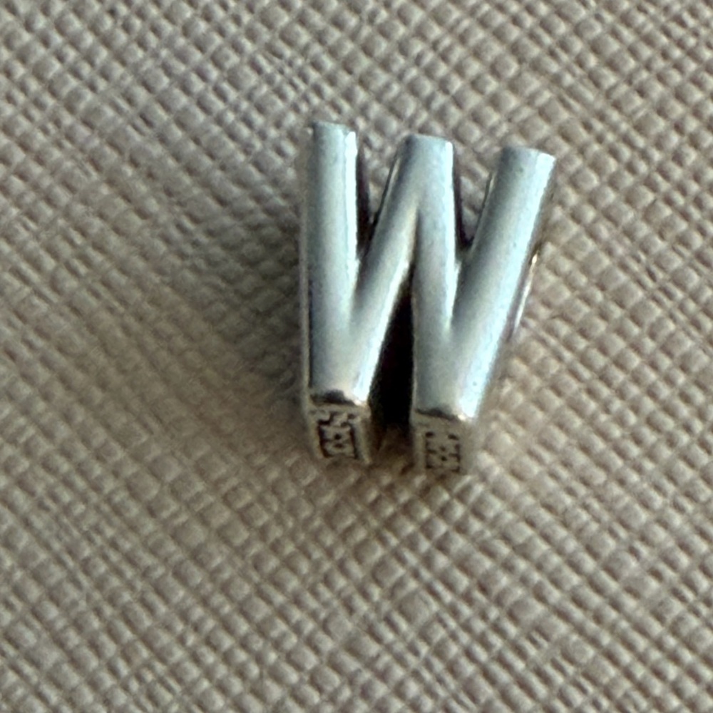 Pandora Heart-Accented Silver W Charm